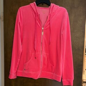 Lilly Pulitzer Hot Pink Velour Zip-Up Hoodie - SZ Large